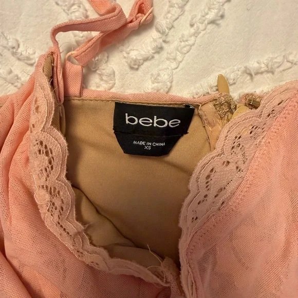 bebe Peach Ruched Mini Dress - Picture 2 of 3